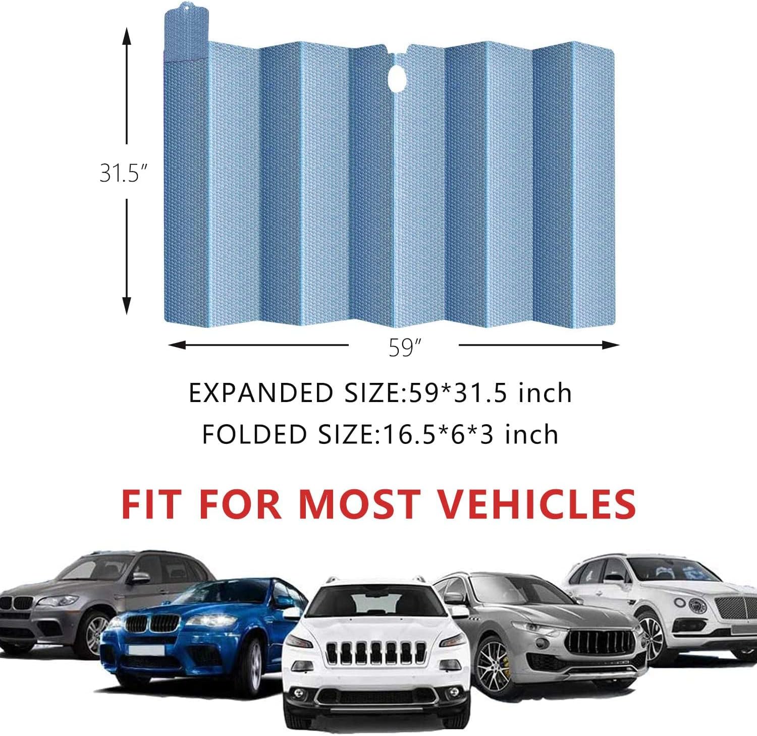 HUILI Windshield Shade, Foldable Car Sun Shade for Windshield 59x31.5inch (150x80 cm) UV Blocking, Car Window Shade for Pickups, Trucks, SUVs, Shiny Green