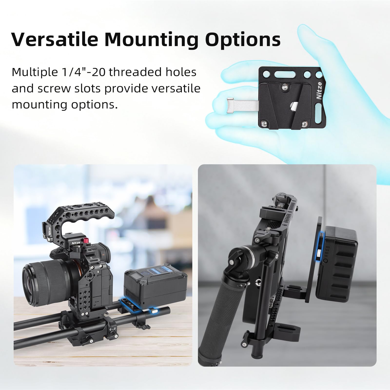 Amazon | Nitze Mini Vマウントバッテリープレート、アルミニウム合金V
