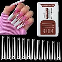 Vista 15 de 600 puntas de uñas cuadradas sin curva C para uñas acrílicas profesionales, puntas de uñas transparentes, puntas planas cuadradas rectas, puntas