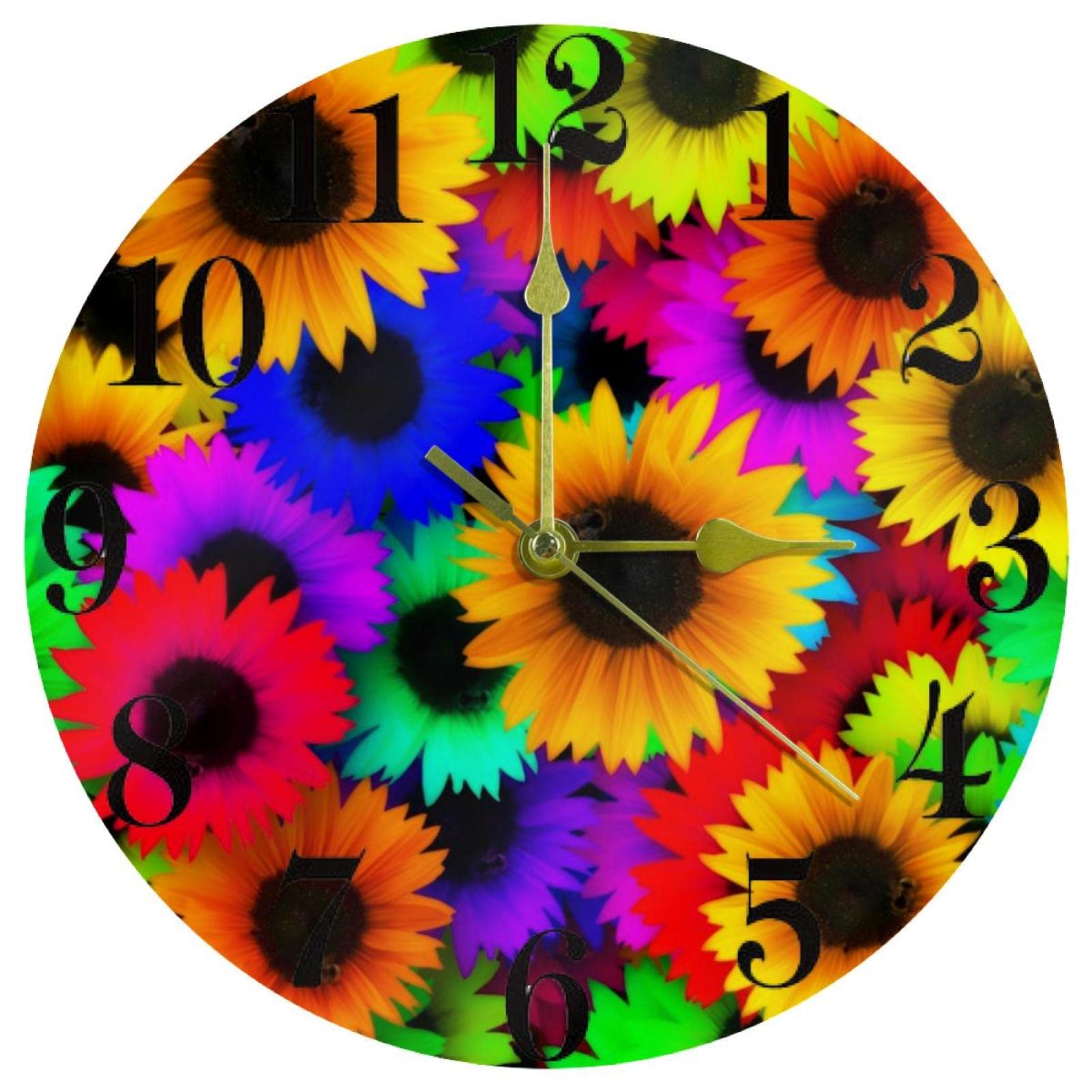 Horloge cuisine tournesol coloré 25cm silencieuse pour égayer la maison