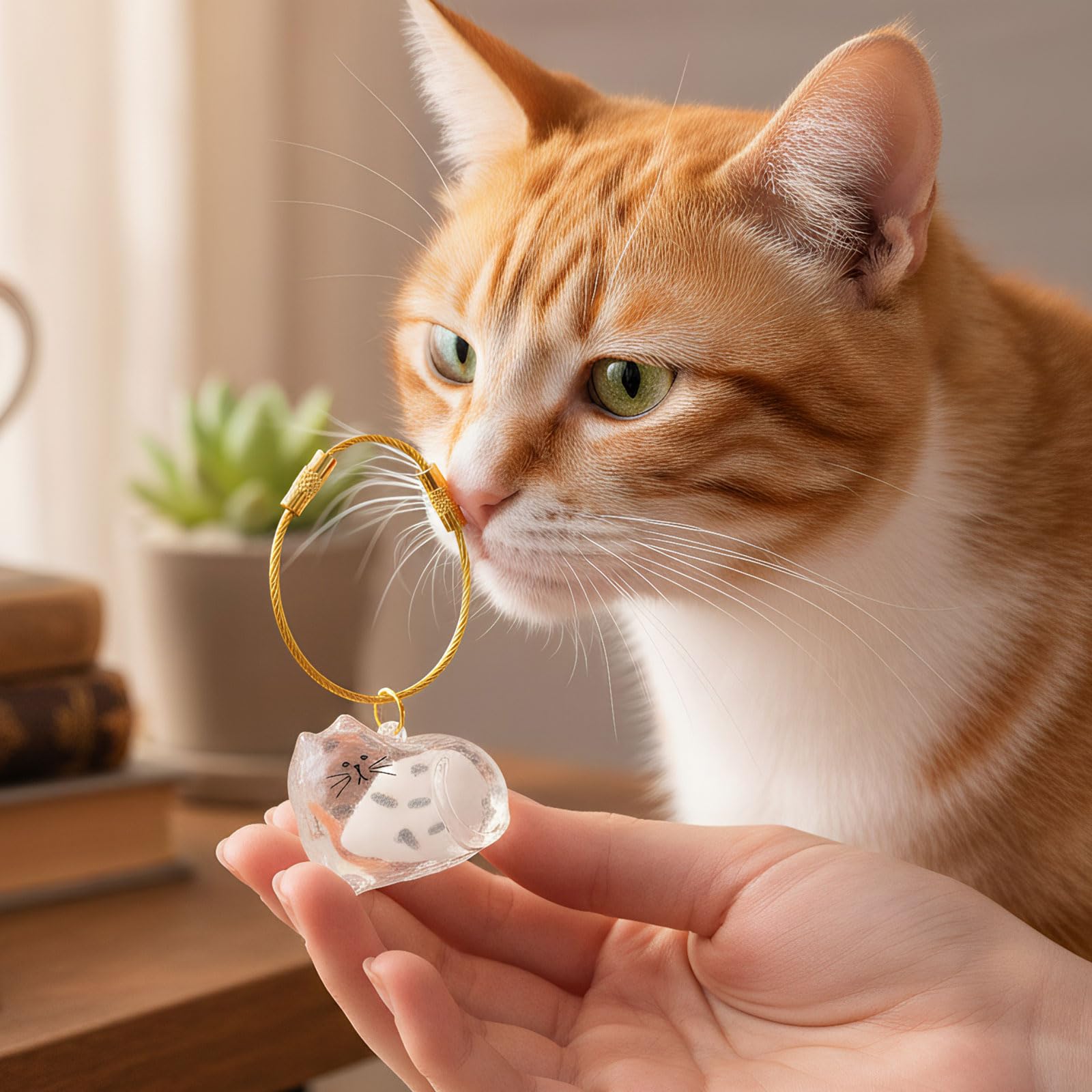 Lot de 6 Porte-Clés en Poils de Chat, Capsules Commémoratives en Acrylique Transparent, Boîte de Rangement pour Poils d’animaux, Idée Cadeau DIY pour Amoureux des Animaux