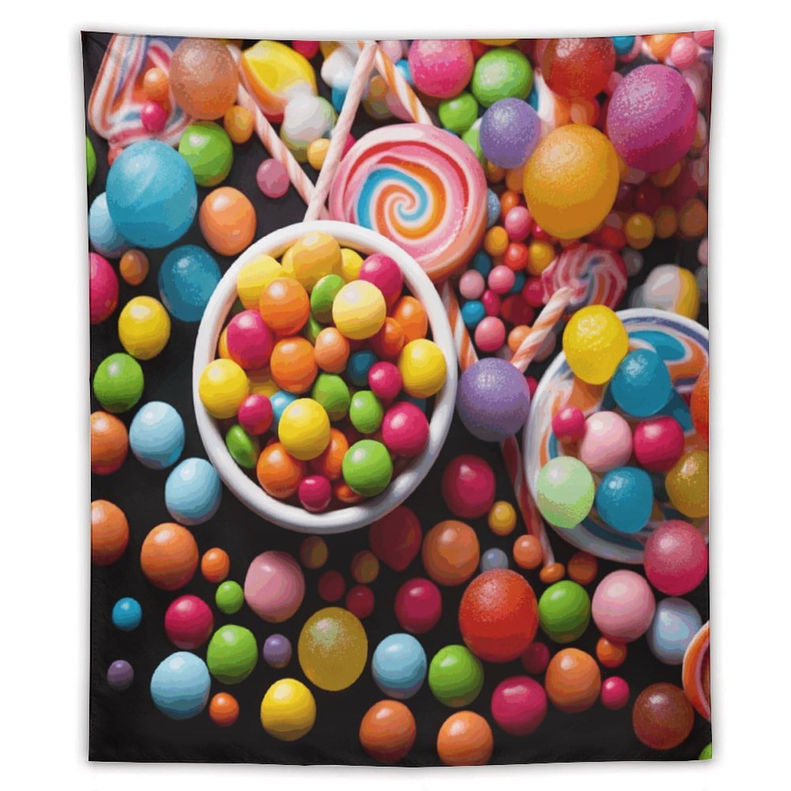 MUSM Colour Candy Tapestry with Installation Kit Personalized Wall Tapestry Aesthetic Tapestries Backdrop Banner Wall Art Hanging Decor for Home Picnic Beach Blanket 50"x60"