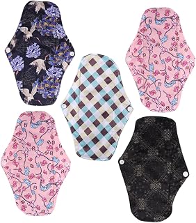 HEALLILY Charcoal 5Pcs washable menstrual cloth washable period menstrual panty liners Mat Washable