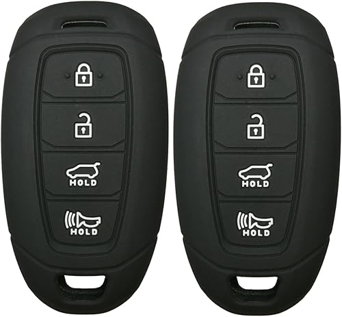 2 piezas Coolbestda Funda protectora de goma para llavero de 4 botones para Hyundai Kona Santa Fe Elantra GT Veloster Accent Venue 2019 2020 2021