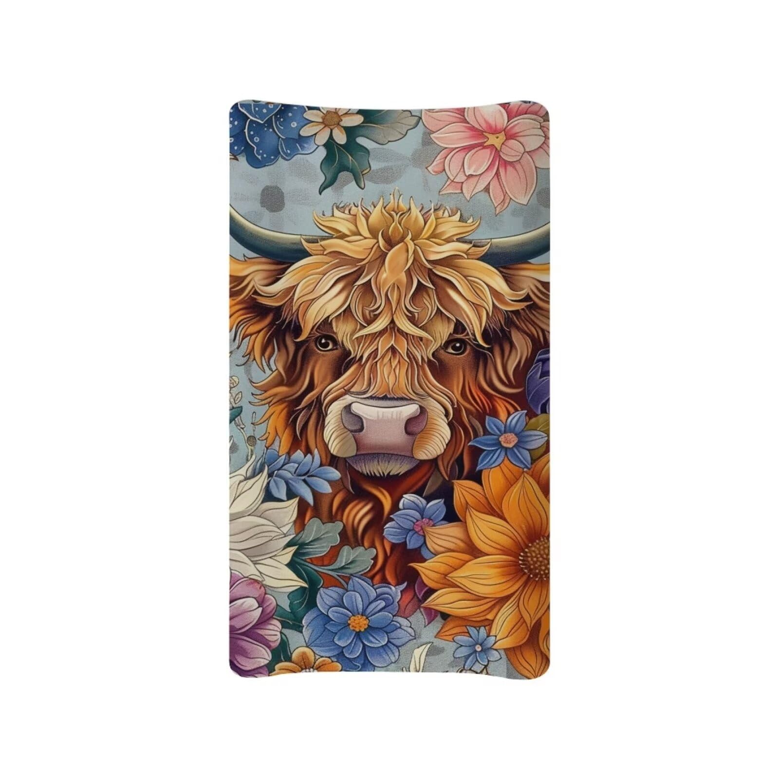 Guosanchn Highland Cow Baby Changing Mat Baby Changing Mat for Boys and Girls Boho Floral Changing Mat Changing Table Cover 32 x 16 Inch โ image 1