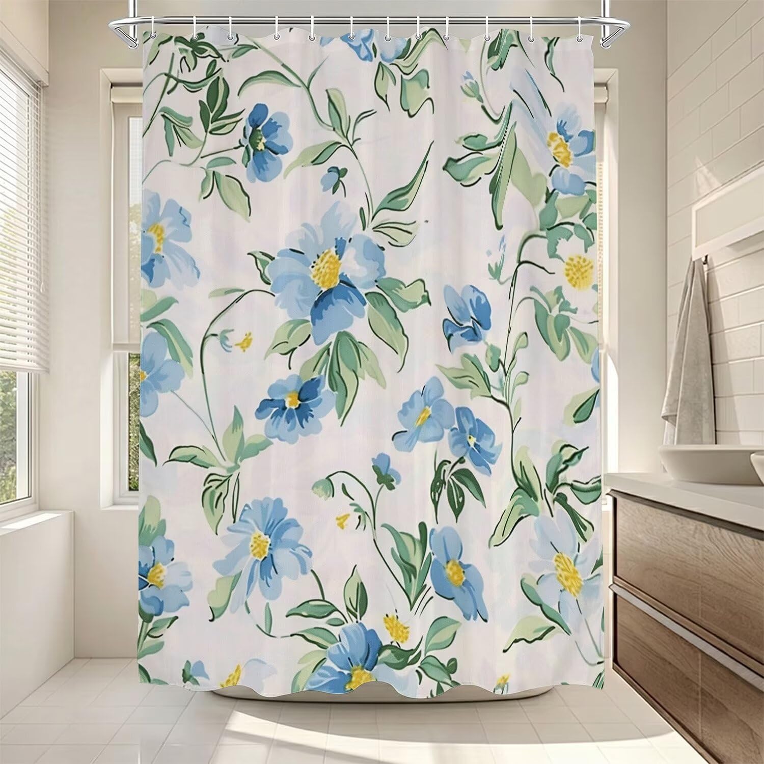 Rideau de douche fleur 180x220 cm en tissu polyester imperméable ZO-807