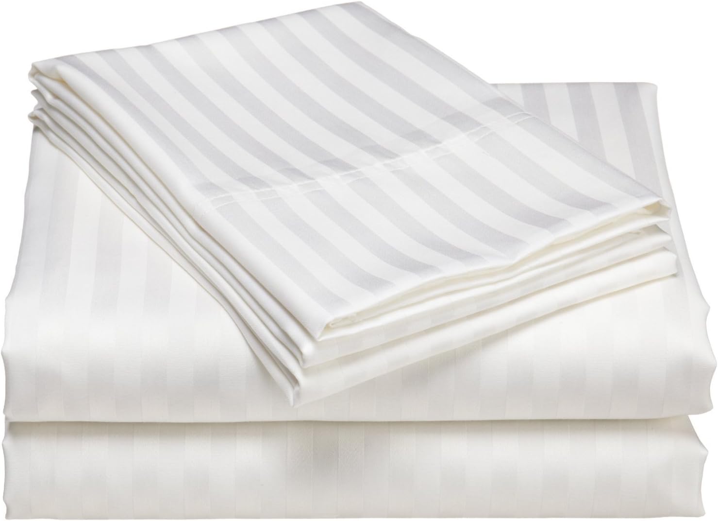 100 % Pure Egyptian Cotton White Pair of Pillow Cases with Sateen Stripe 400 Thread Count,Natural Softness