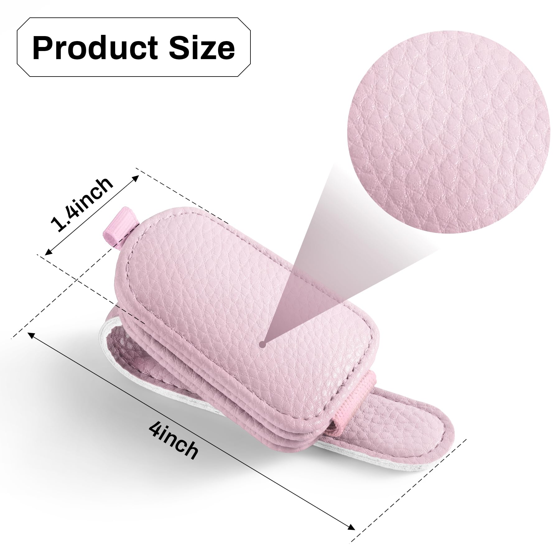 SINGARO Sunglasses Holder for Car, Leather Magnetic Buckle Sun Visor Sunglass Clip, Ticket Card Storage Glasses Clip, Car Interior Accessories for Men and Women（Pink）