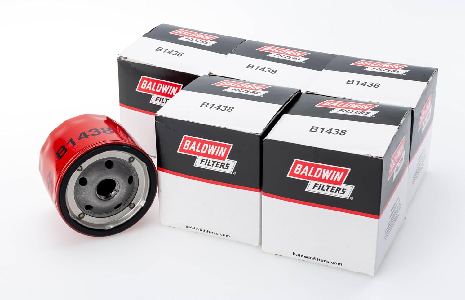 Baldwin B1438 Spin On Lube Oil Filter, Heavy Duty 9.8 Micron, Replaces WIX 57099XP 57099, Fram PH8873, ACDelco PF454, GMC 25324052 (Pack of 6)