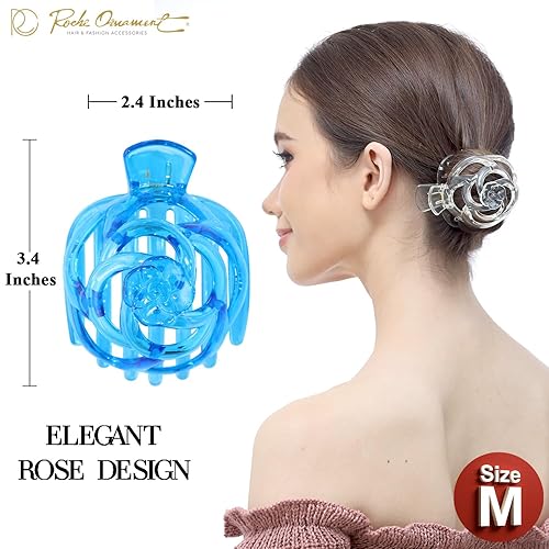 Miniatura 3 de RC ROCHE ORNAMENT 6 piezas de abrazadera de peine de cúpula rosa para mujer, de plástico, antideslizante, agarre fuerte, agarre seguro, accesorio de