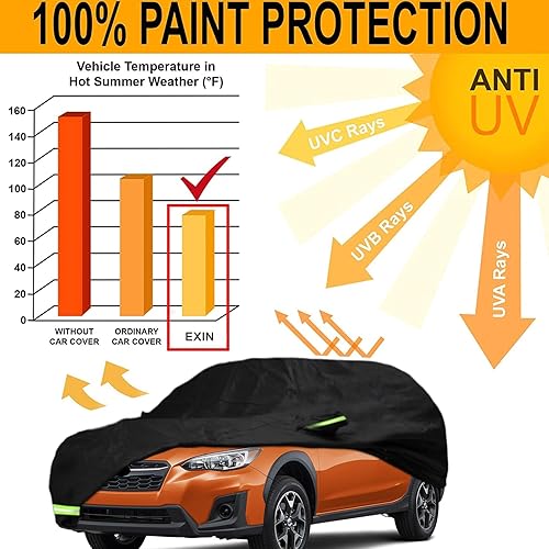 Miniatura 6 de YIXIN Funda impermeable de coche para Subaru CrosstrekXV 2013-2024, ajuste personalizado, correa 100% impermeable a prueba de viento y bandas de