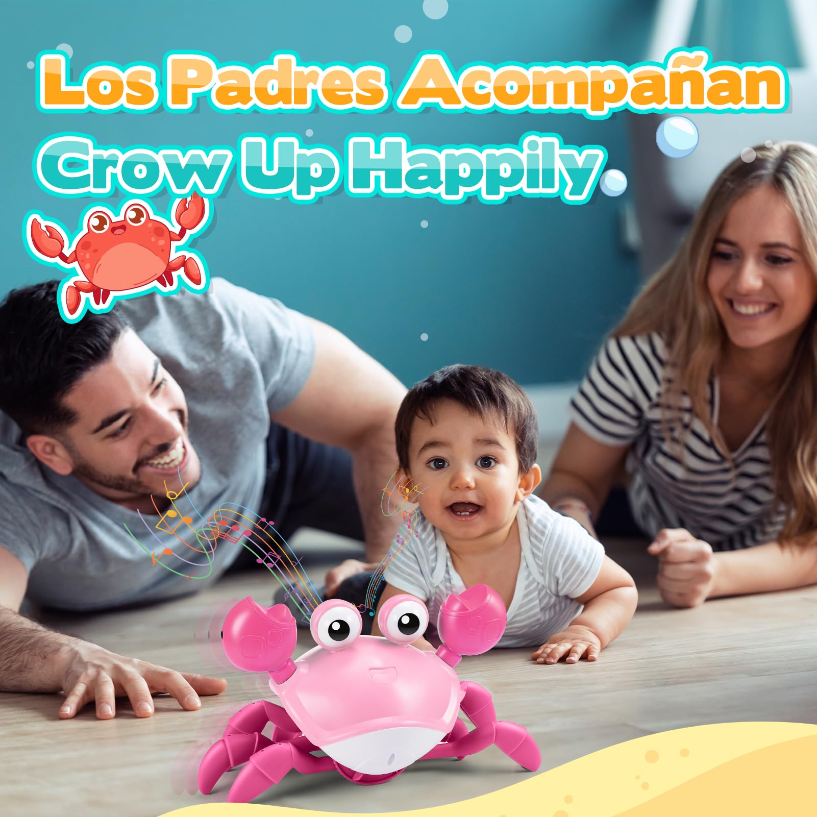 iKidiki Juguetes Niña 1 2 3 4 Años, Cangrejo Juguete Bebe Regalo Niña 1-4 Años Cangrejo Tummy Time Bebe Juguetes para Bebes de 6 a 12 Meses Juegos Educativos Niños 1-4 Años Regalos Cumpleaños Niños