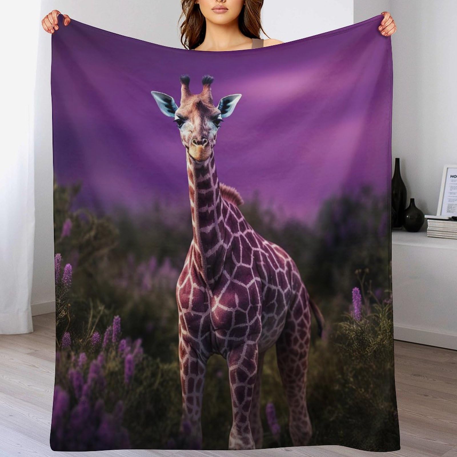 Couverture super douce et moelleuse motif girafe 3D un cocon de tendresse