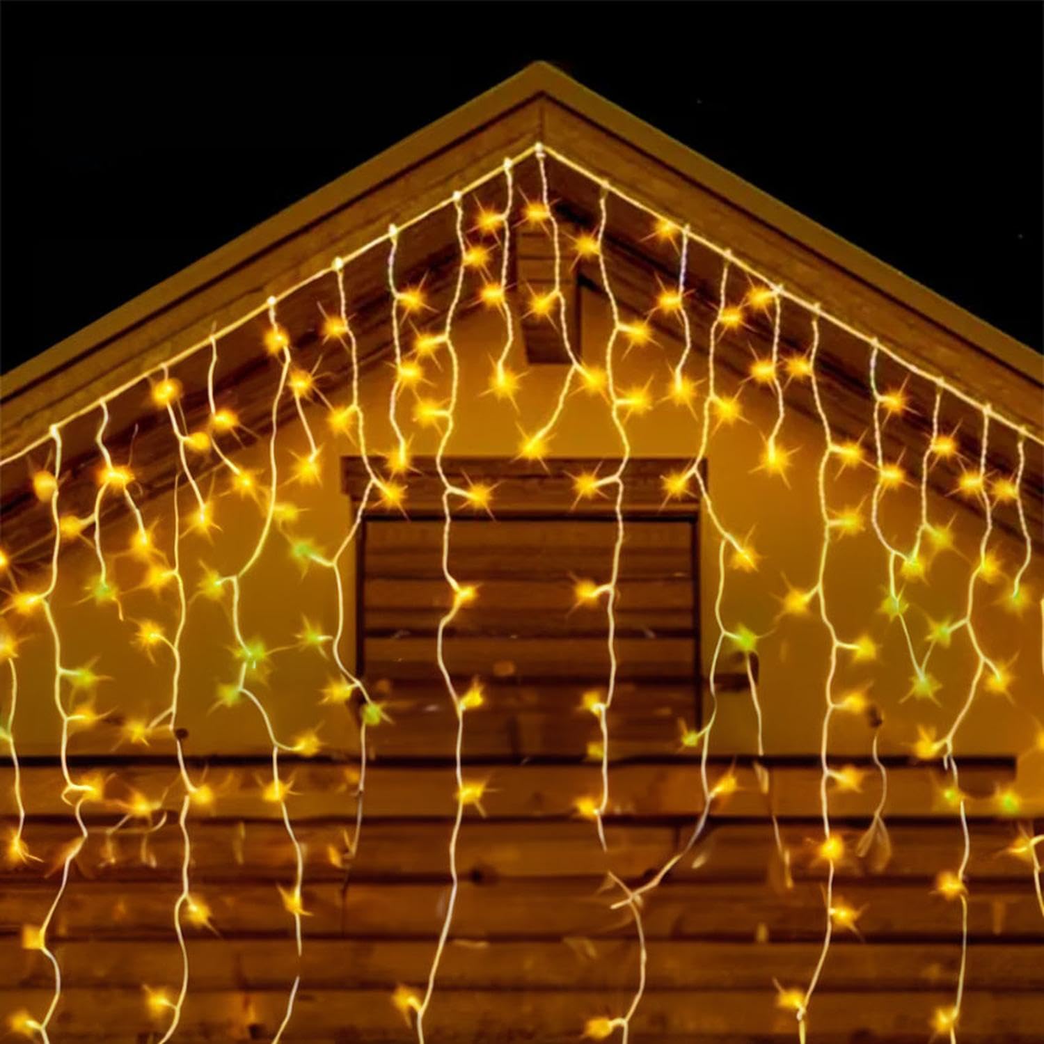 Glowster Single-Coloured Led Icicle String Lights Powered By 3 Aa Batteries And Produces A Warm White Light. 10M Length And 0.6M Width, Perfect For Cosy And Warm Environments.