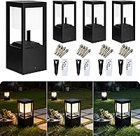 Celyonix Solar Bollard Pathway Lights Outdoor 4-Pack: 3CCT Adjustable, Waterproof IP65, Dusk to Dawn Auto On/Off for Garden Yard Walkway