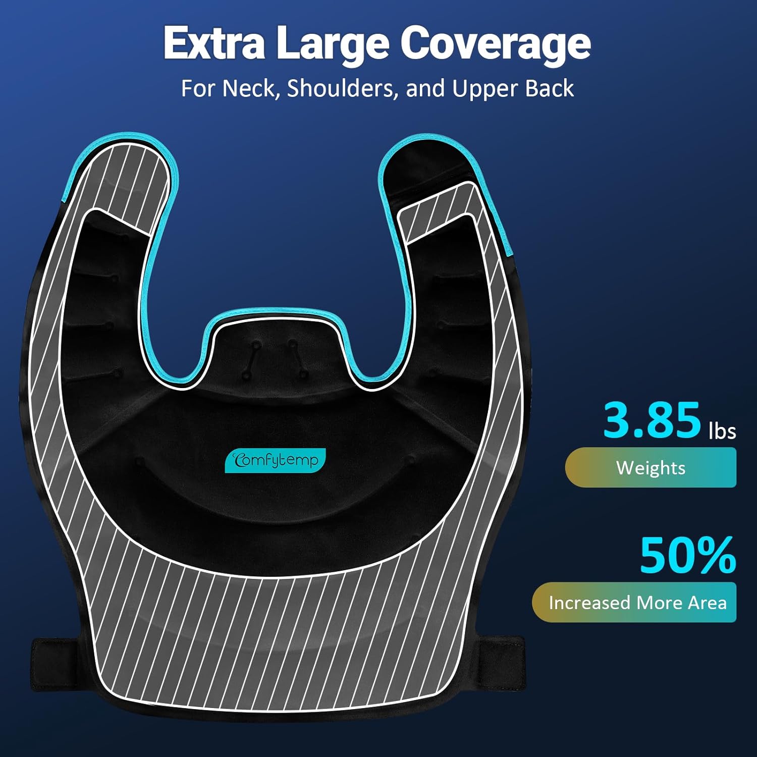 Comfytemp Large Ice Pack for Neck Shoulders Upper Back Pain Relief with Straps, Reusable Gel Ice Wrap Hot Cold Compress Therapy Recovery for Upper Back, Cervical Injuries, Rotator Cuff (Large, Black)