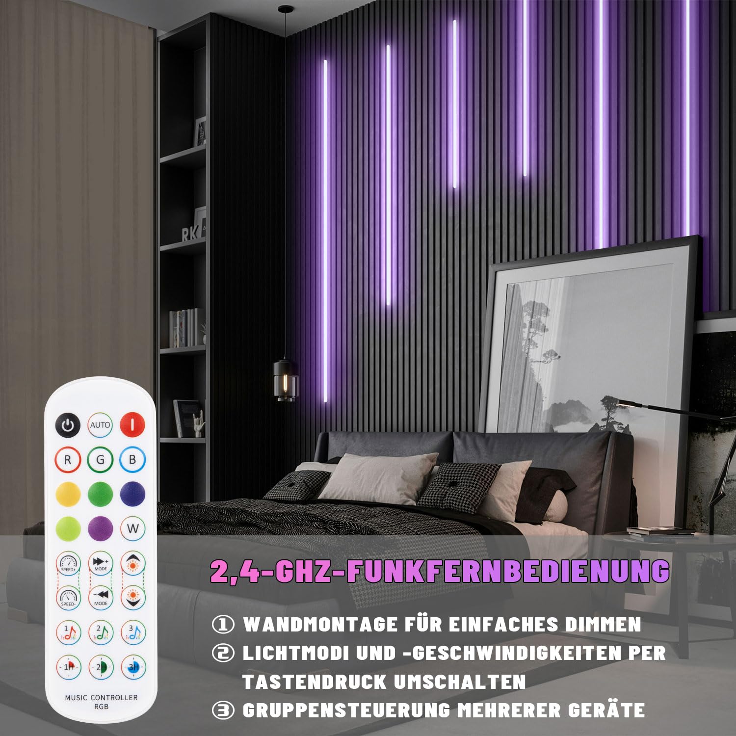 LICHASER 6 Nero Incasso LED Striscia per Pannelli Fonoassorbenti, WiFi Profilo Alluminio per Strisce LED Compatibile con Alexa, Bianca Calda Autoadesiva per Pannelli Acustici (2*32+2*40+2*60 cm)