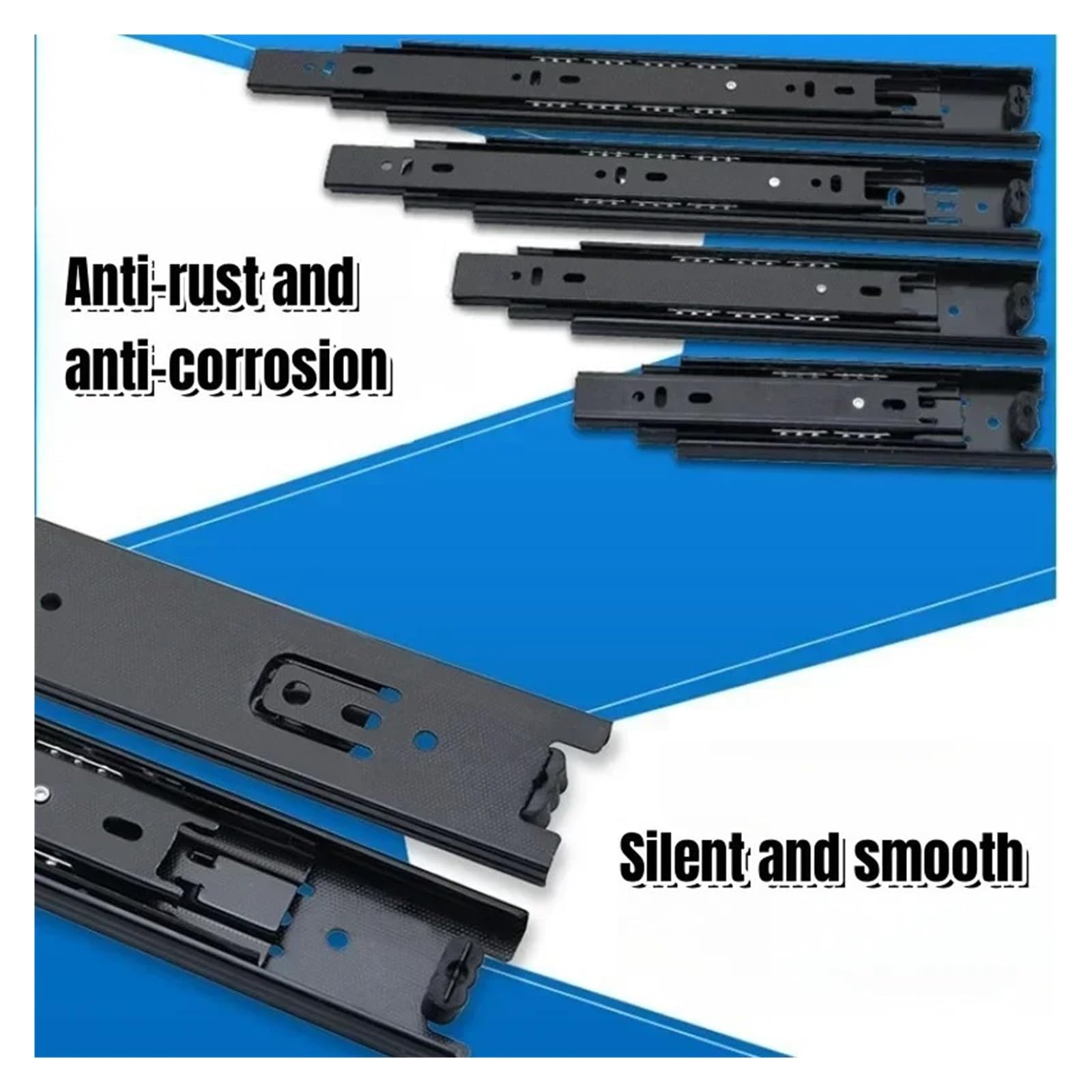 Armadio silenzioso a tre sezioni con smorzamento idraulico in acciaio | Guide for cassetti for guardaroba a tre sezioni con ferramenta for binari di guida(16 inches 40CM)