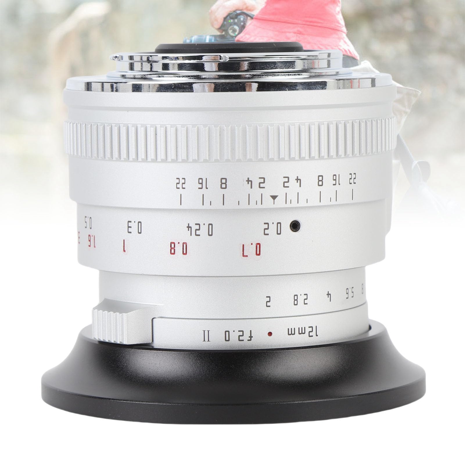 Lente de Gran Apertura F2.0 de 12 Mm, Lente Fija de Enfoque Manual con Diafragma de 10 Hojas para Cámaras con Montura M4/3 GF8 GF9 GH5 GH6 (Silver)