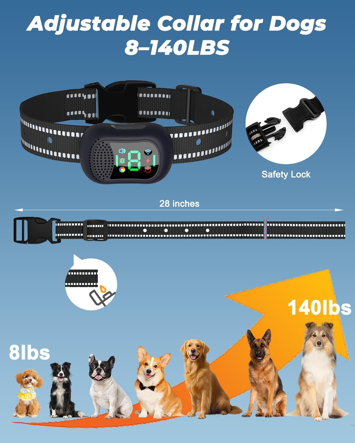 Dog Training Collar with Remote – 4500FT Range E-Collar with Voice, Beep, Vibration, Shock & Flashlight, Waterproof Rechargeable Dog Shock Collar for Small Medium Large Dogs