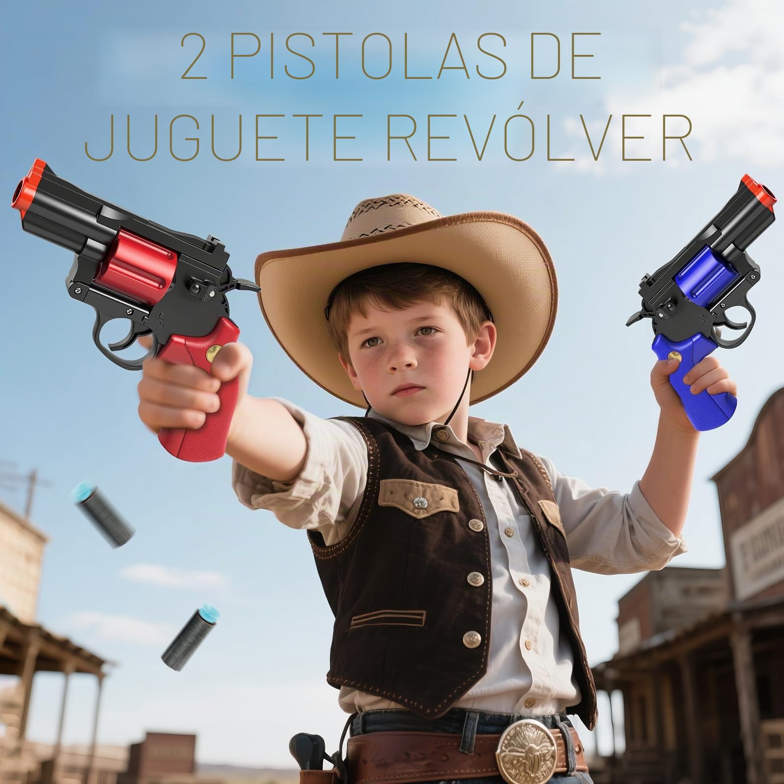 VATOS Revólver de Juguete de Espuma Blaster, 2 piezas con 72 bolas suaves, modelo educativo de tiro para niños y niñas de 10+ años