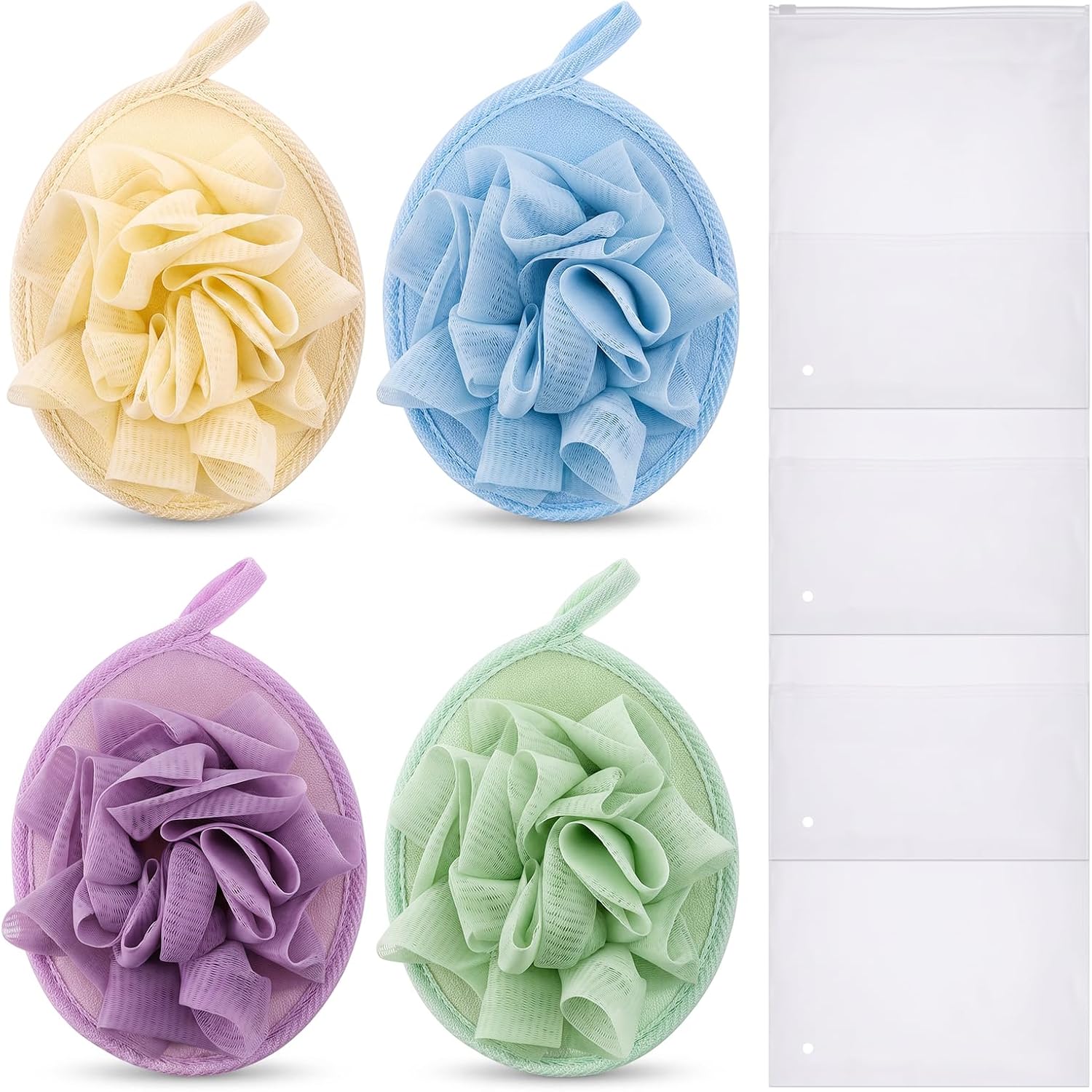 Travel Loofah 4 Pcs Larger Lightweight Travel Size Loofah
