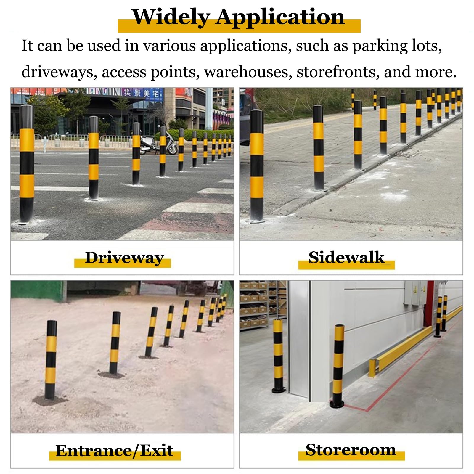 Bollard de Sécurité Borne De Sécurité Avec Base Amovible Et Verrou, Bornes De Sécurité En Tube D'acier De 7,6 Cm De Diamètre Pour Le Contrôle De La Circulation Barrière D'allée Poteau De Stationnement