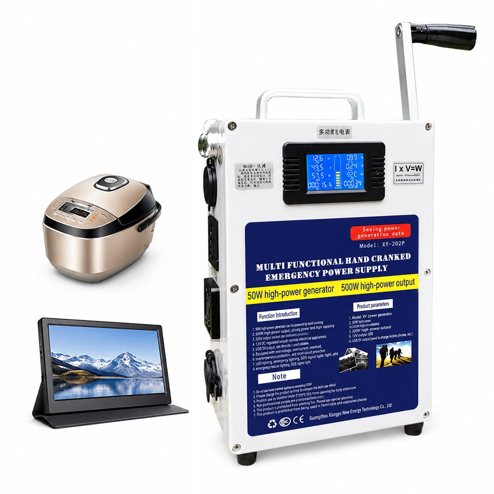 150W Hand Crank Generator Portable Emergency Dynamo Power Unit 500W