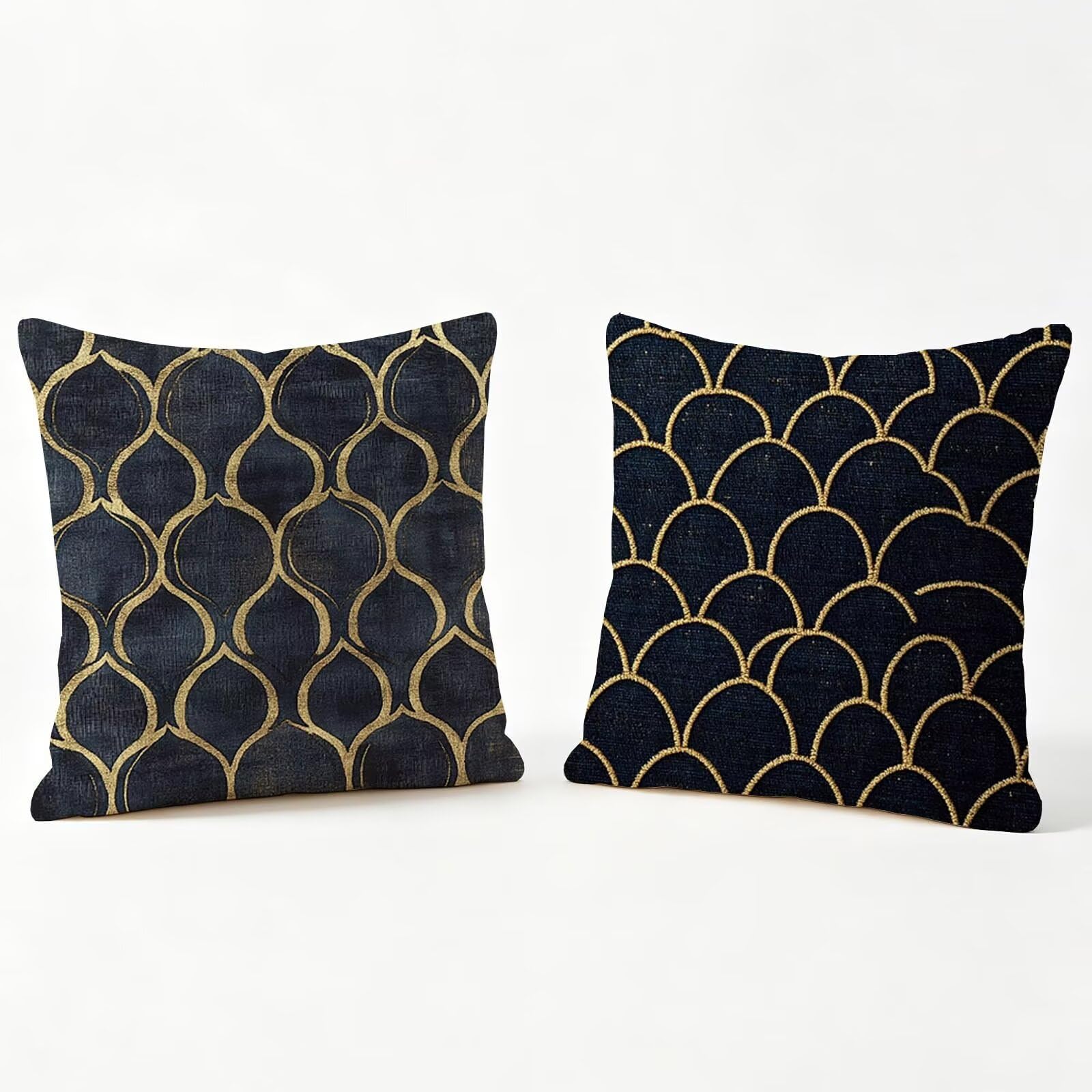 Housses de coussin velours bleu 45x45 cm lot de 2 rétro