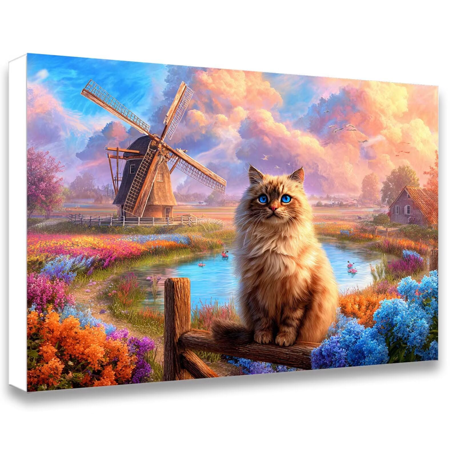 Katze Malen Nach Zahlen, DIY Set Kreatives für Erwachsene 90x120 cm j0-798