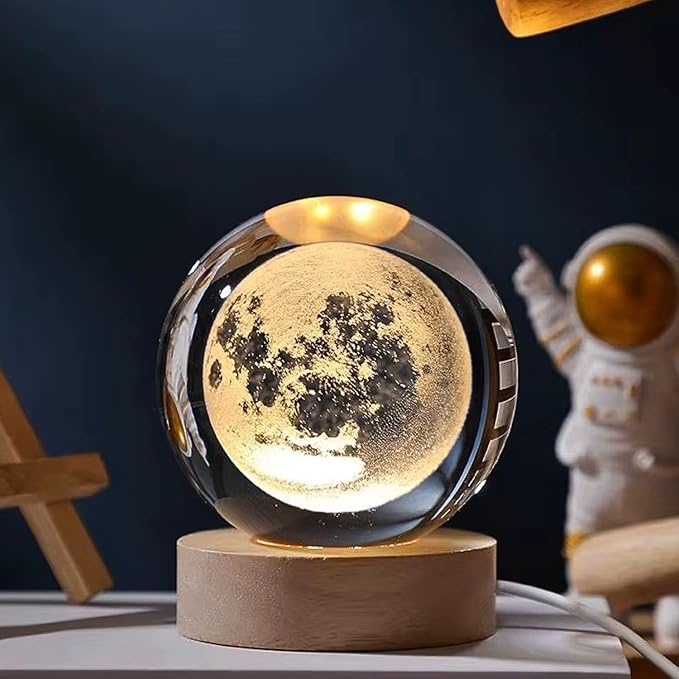Luminária Decorativa Globo LED 3D | Lua Cheia 