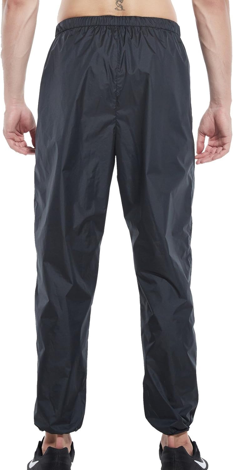 Red Plume Men's Sauna Pants Long Running Pants Weight Loss Leggings Trousers with Zipper Pockets Black