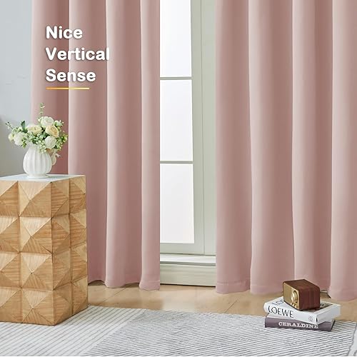 Miniatura 9 de OVZME Blush Pink Blackout Curtains 2 Panels for Girls Room, Thermal Insulated Room Darkening Curtains for Living Room, Energy Saving Window