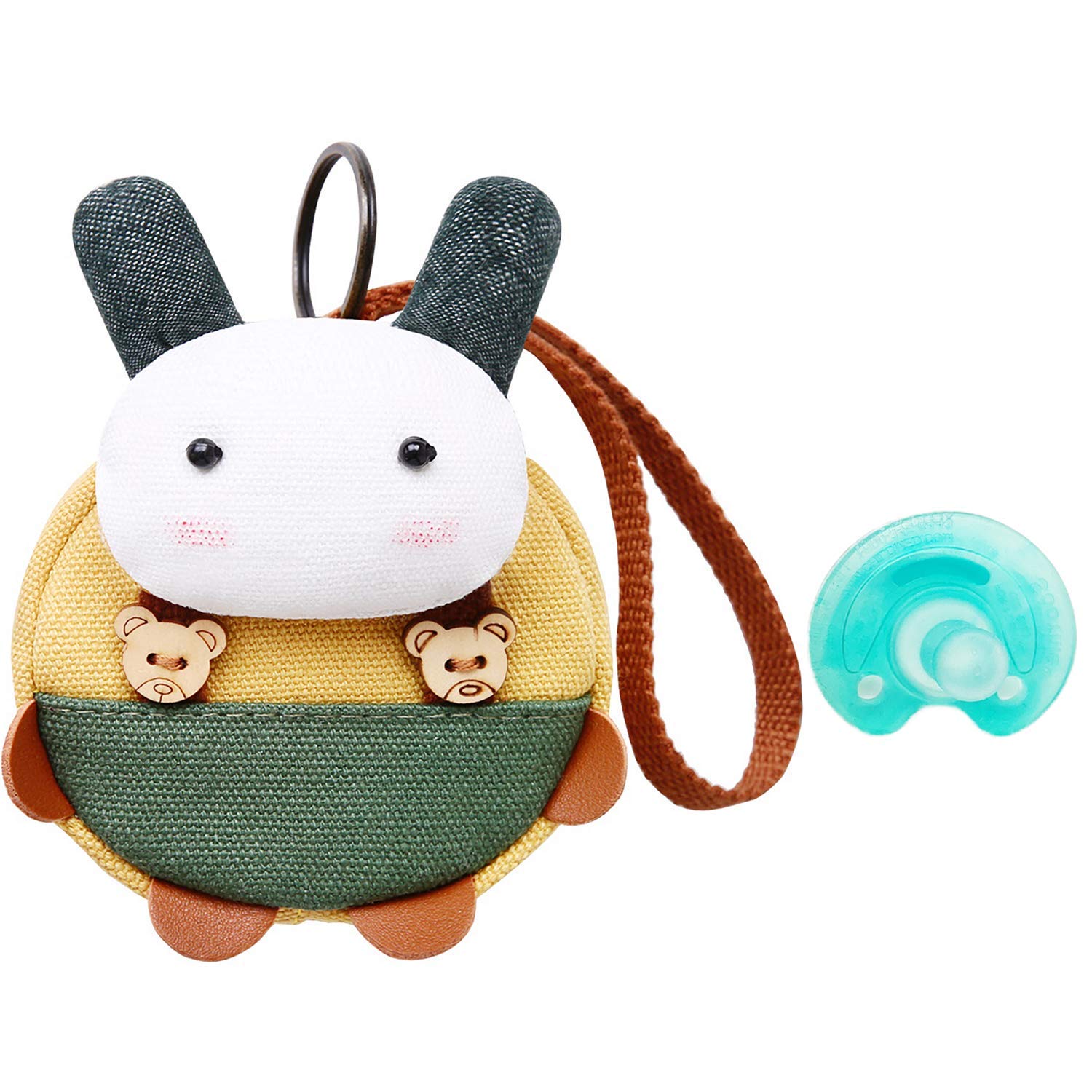 LANEYLI Pacifier Case Pacifier Holder Pacifier Pocket Accessories for Baby Diaper Bag Home Travel Outdoor Activities Yellow Rabbit 1 Pack : Baby