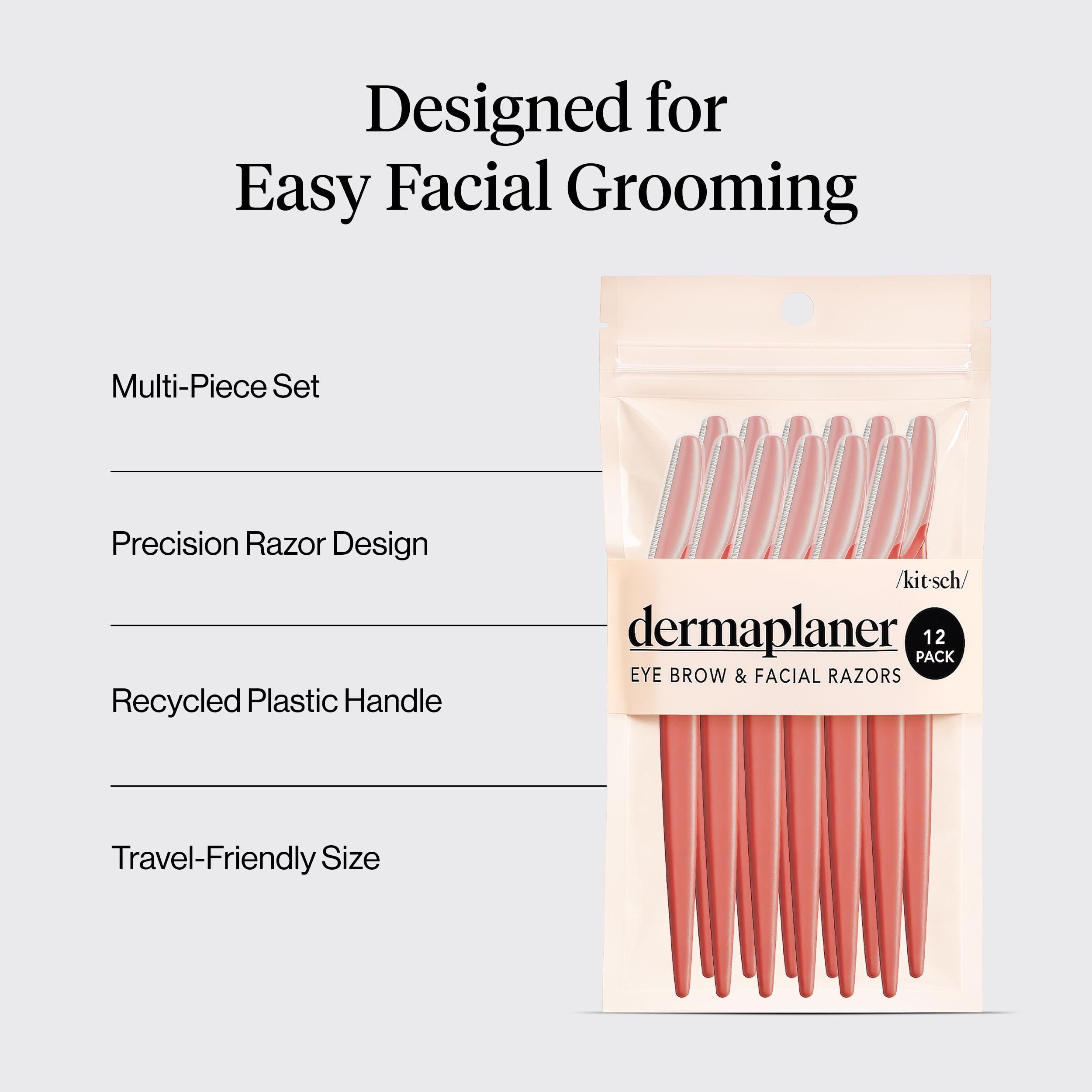 Kitsch Dermaplane Razor for Women Face – Coral, 12 pcs view 3