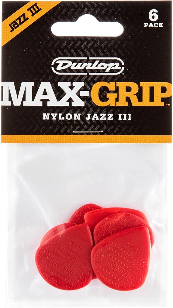 Max-Grip Jazz III Nylon Pick 1.38MM - 6 Pack