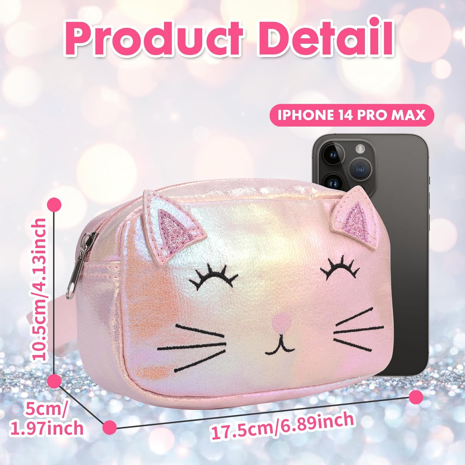 PinkSheep Kids Fanny Pack Girls, Children Cat Waist Pack, Belt Bag for Girls Girls Bag, Adjustable Belt for Children Sport Running, Camping, Trip - Image 8