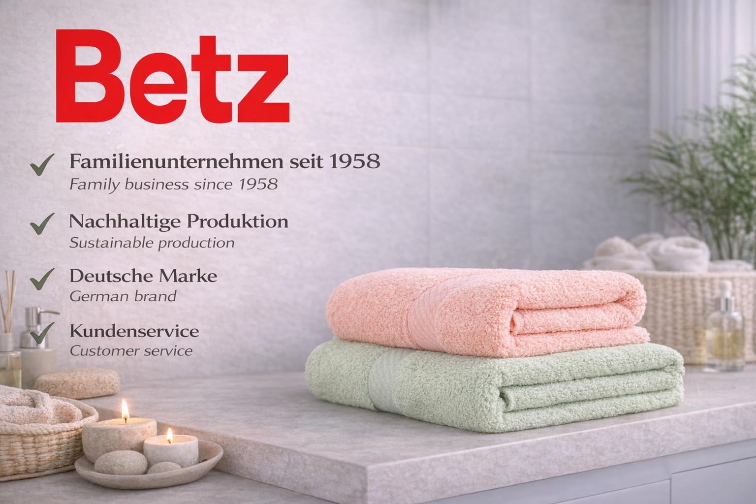 Betz Set di 6 asciugamani 50 x 100 cm Palermo, 100% cotone, colore albicocca e verde