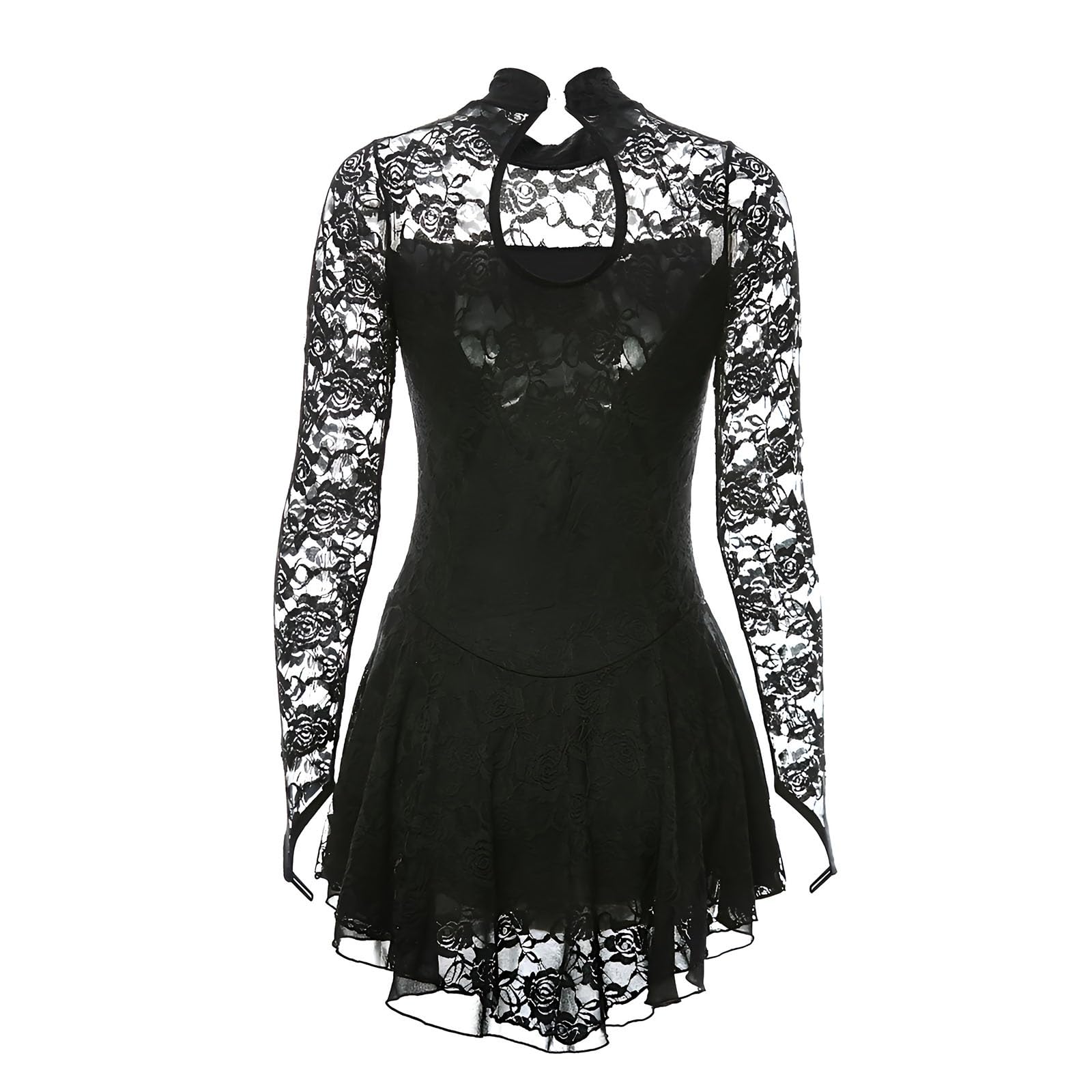 Vestido De Patinaje Artístico De Manga Larga For Niña, Vestido De Competición De Patinaje Sobre Hielo For Mujer, Tejido Altamente Elástico