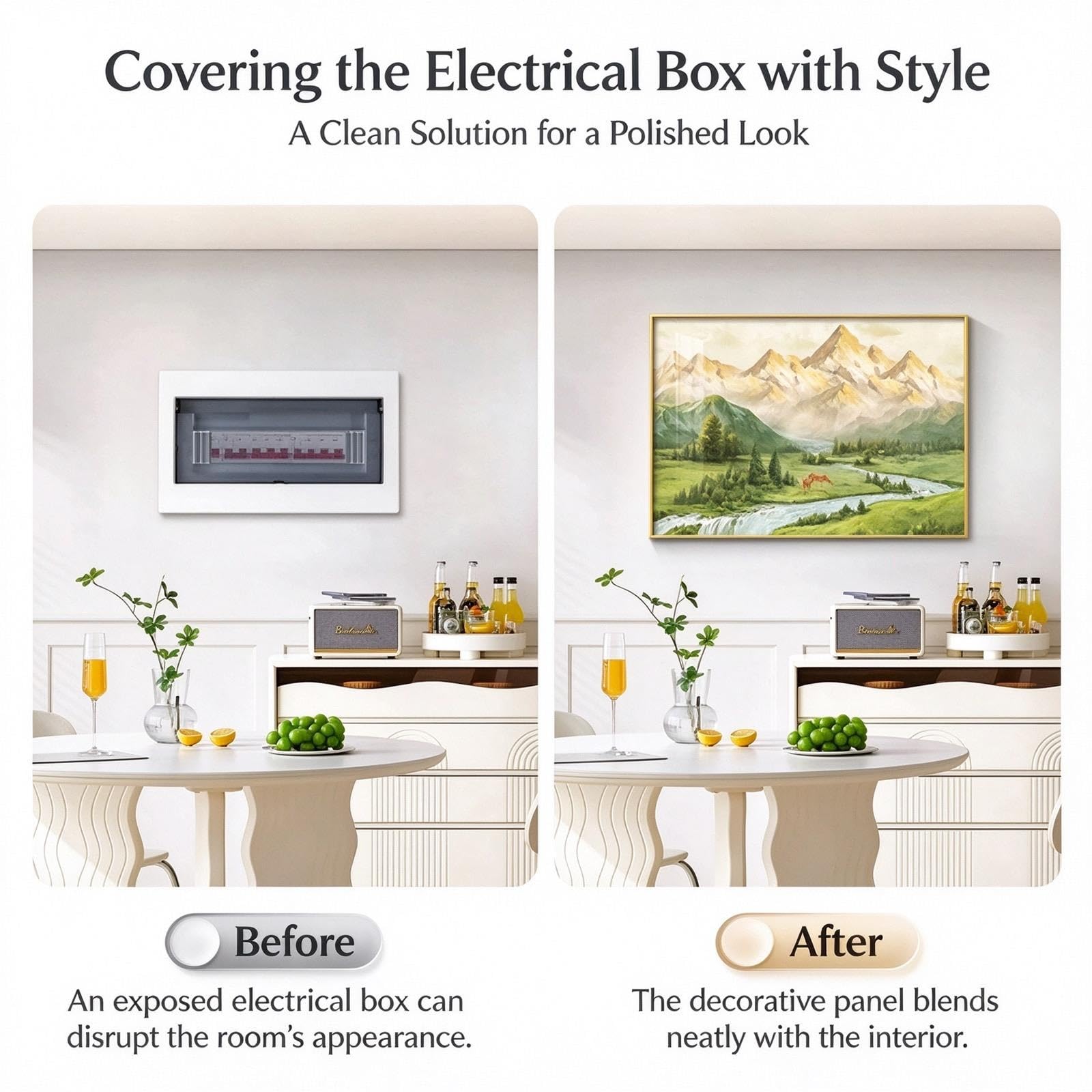 Copertura Contatore Elettrico, Quadro Da Parete, 3 Sistemi Di Apertura