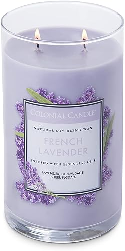 Vista 139 de Colonial Candle Vela perfumada en frasco, cilindros clásicos, brillo navideño, 2 mechas, 19 onzas, morado
