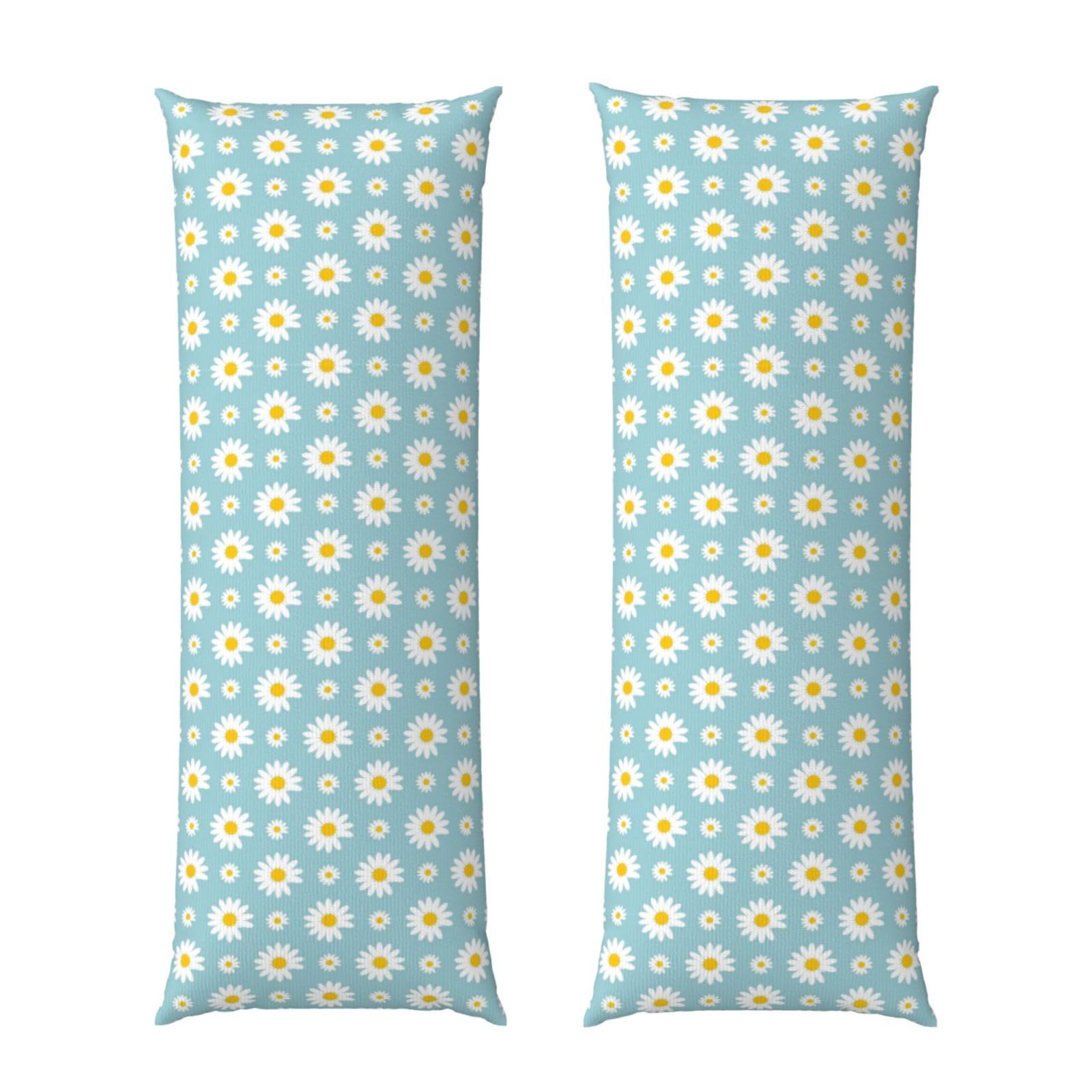 Body Pillow Cover 20x60 Floral Daisy Flowers Purple, Zippered Microfiber Pillowcase, Soft Cozy Cushion Case, Wrinkle Fade Resistant for Bed Couch