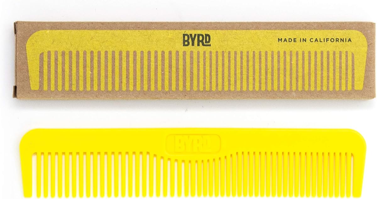 BYRD Pocket Comb, Durable and Flexible Hair Comb for Hair Styling | Made from Surf Fins, Back Pocket Friendly, Yellow, Pack of 1