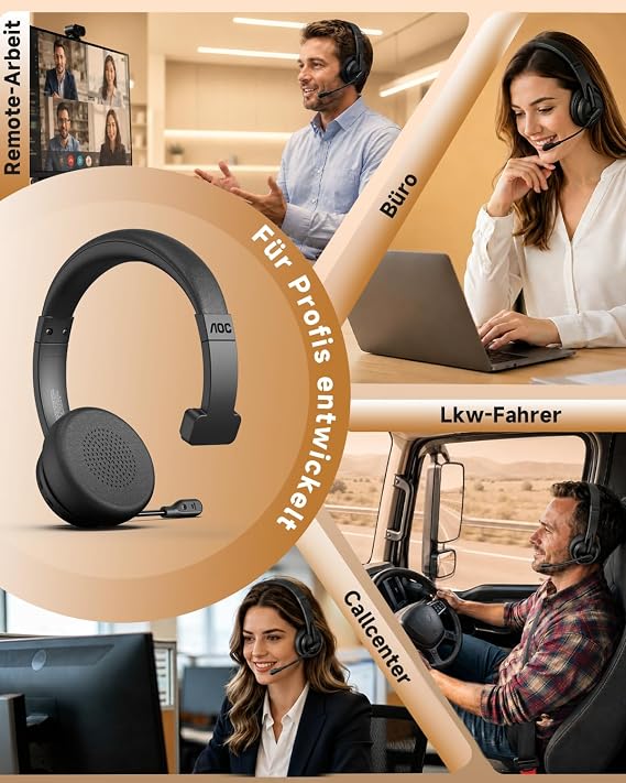 AOC 3-in-1 Bluetooth Headset with Microphone Mono Headset Wireless 2.4G Dongle