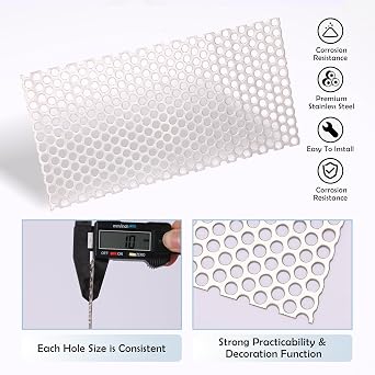 2PCS Perforated Metal Sheet 7.8x3.9inch,Expanded & Perforated Sheets with 0.32 Holes - Premium Perforated Sheet Metal for Versatile Applications
