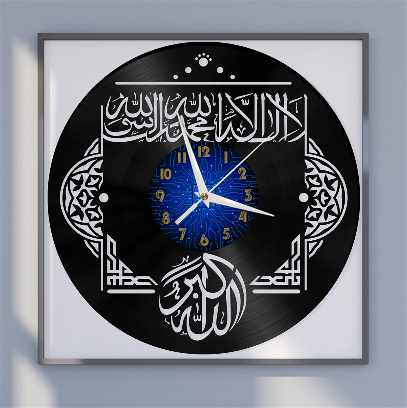 Vcs Blue Quran Theme Vinyl Record Vintage Wall Clock For Kitchen(B)