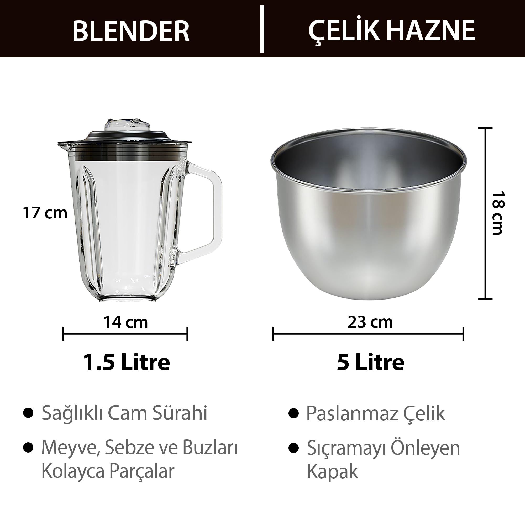 Sinbo SMX-2772 1200 W 3in1 Mutfak Şefi, 5 L Paslanmaz Çelik Hazneli Hamur Yoğurma Makinesi, Kıyma Aparatı ve Sürahi Blender