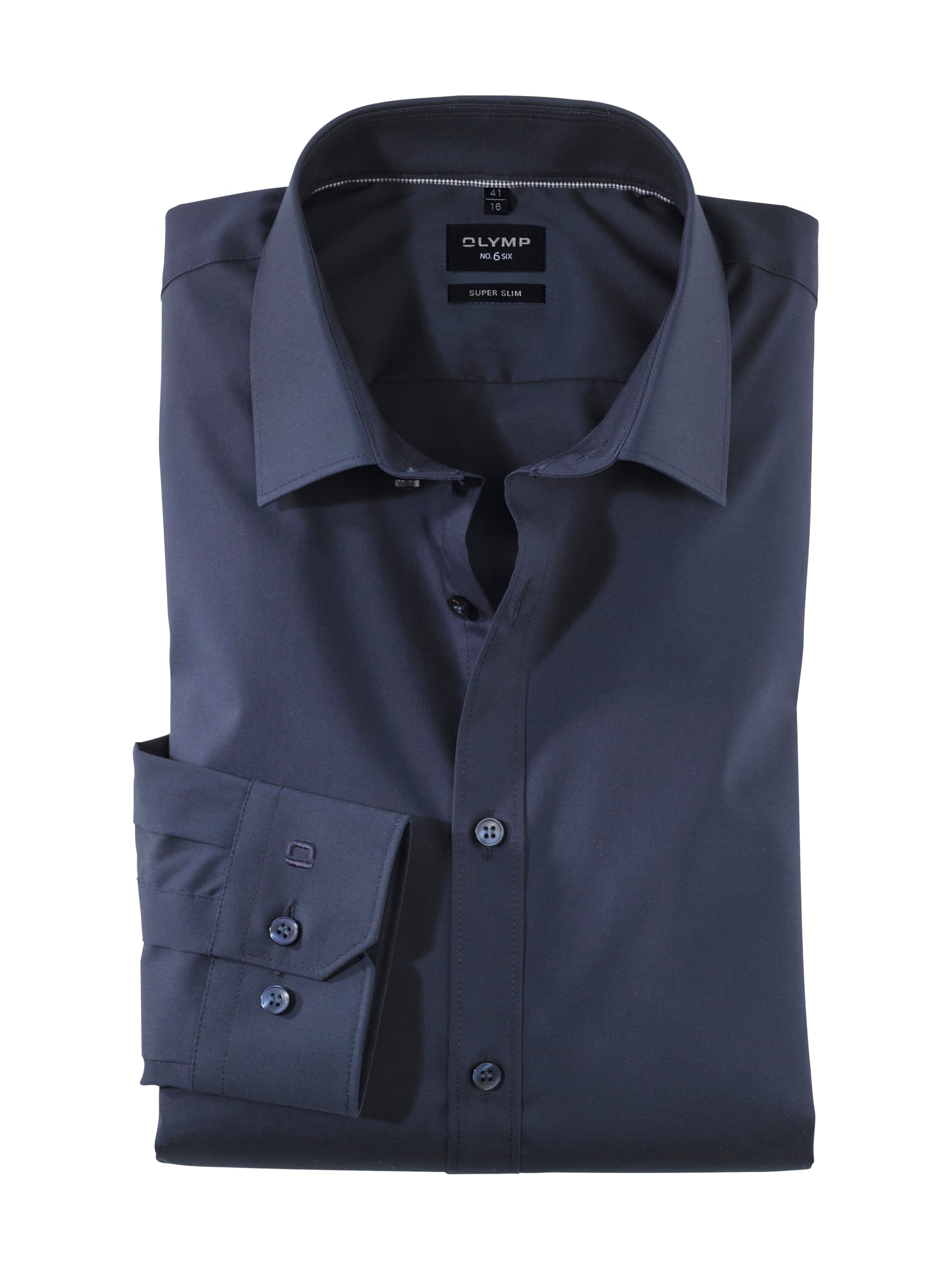OLYMP Herren Businesshemd Langarm No.Six, Einfarbig, super Slim, Urban Kent, Marine 46