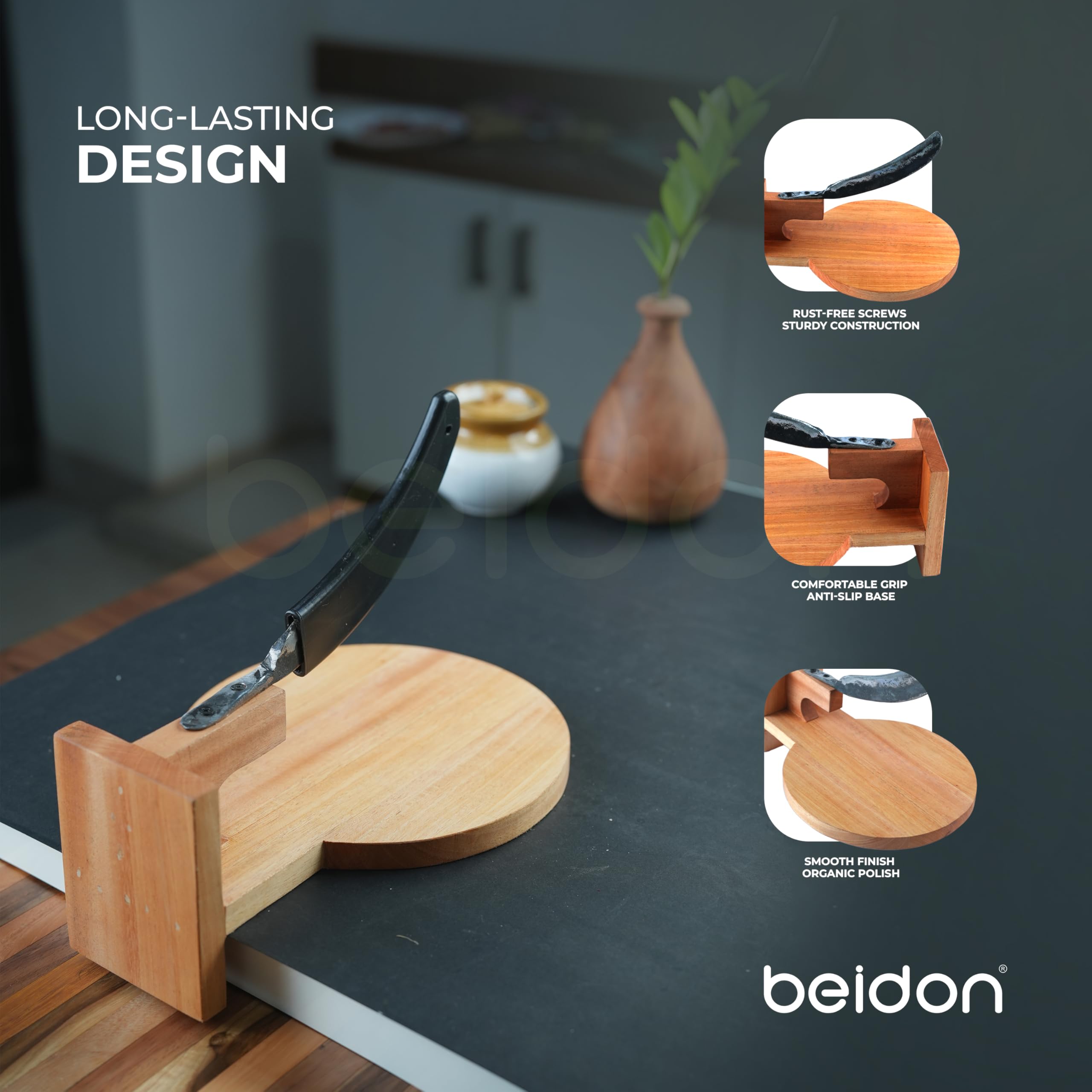 Beidon Wooden Boti - Traditional Indian Cutter -8