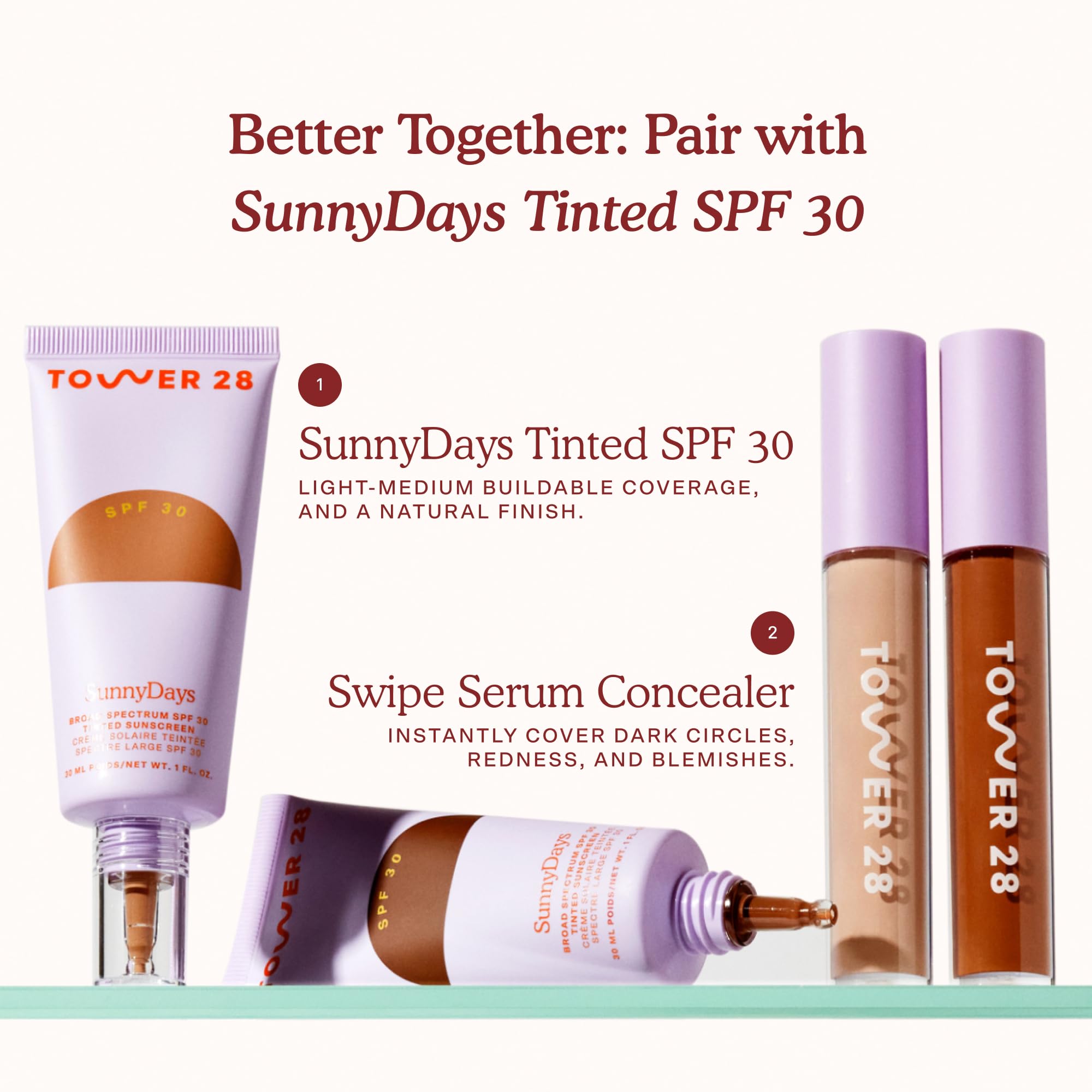 Tower 28 Swipe Serum Concealer - Hydrating Medium-Full Coverage Concealer + Under Eye Brightener - Skin Care Infused Makeup with Hyaluronic Acid + Soothing Centella - 7.0 Medium/Neutral (0.22 oz): 5.0 EP